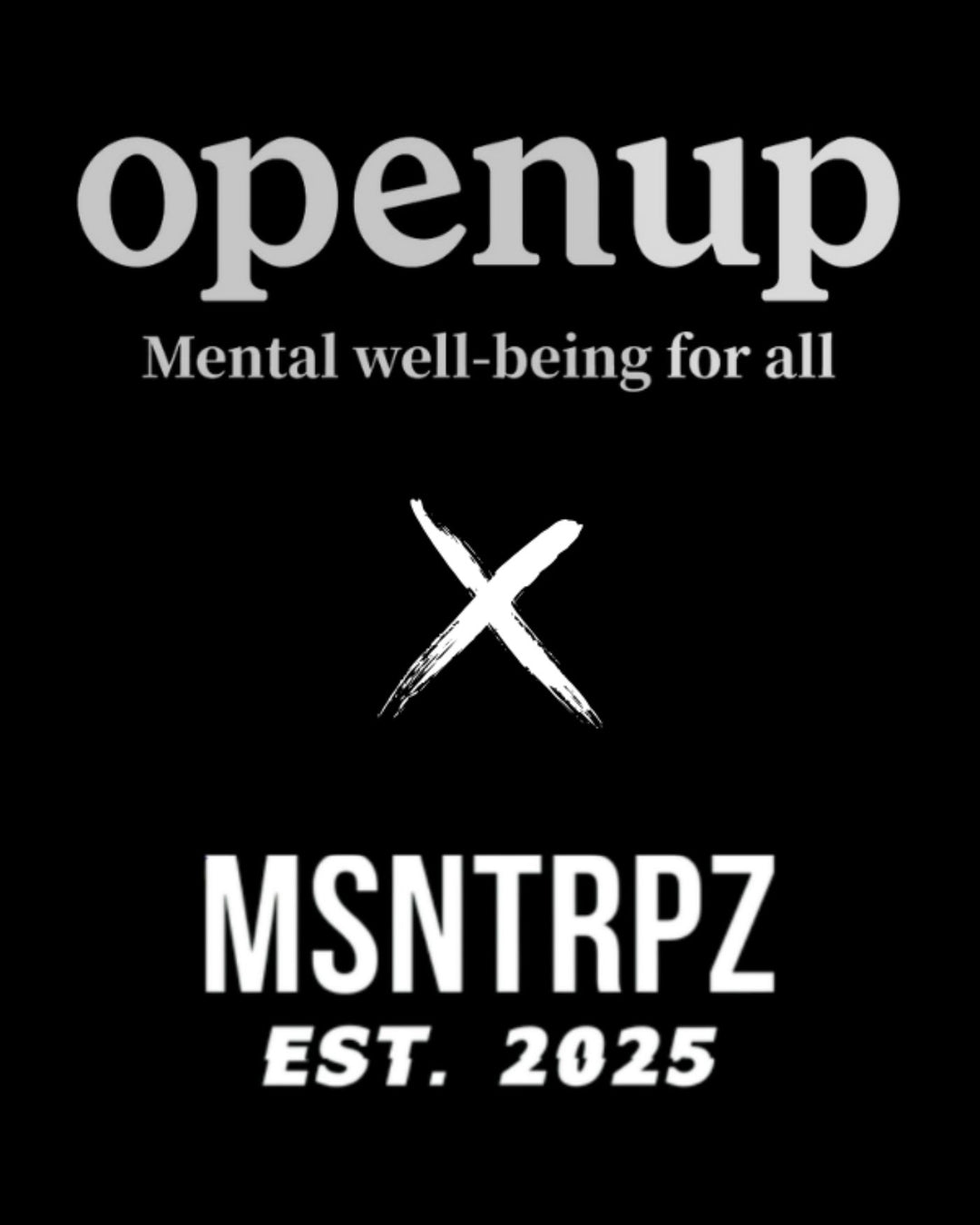 MSNTRPZ® x OpenUp – starkes Mental-Health-Collab-Visual, das die gemeinsame Mission für zugängliche psychische Unterstützung und eine supportive Streetwear-Community zeigt. Premium German Streetwear trifft echte mentale Stärke und Fürsorge. MISANTHROPZ.
