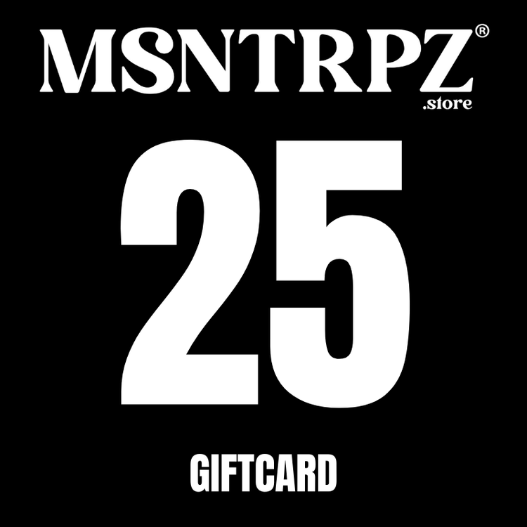 MSNTRPZ® 25-Euro Giftcard – Minimalistische schwarze Geschenkkarte in Premium German Streetwear Ästhetik, ideal für die MISANTHROPZ Family und limitierte Drops.